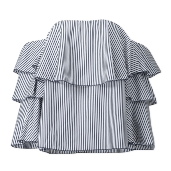 Striped Off The Shoulder Tiered Blouse - Picture 1 of 8